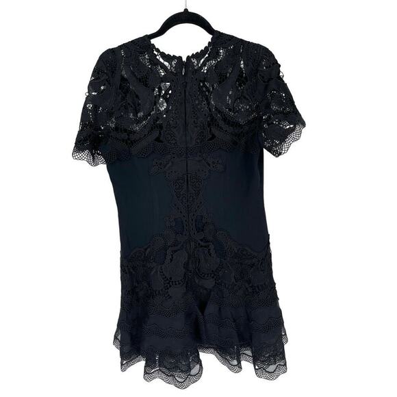 Jonathan Simkhai Black Paislee Lace Layered Handkerchief Hem Mini Dress size 12 - Picture 6 of 9